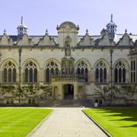 The First Quadrangle of Oriel College, Oxford, looking towards the Hall